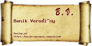 Benik Versény névjegykártya